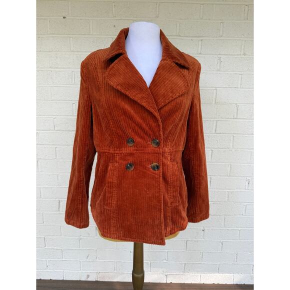 Cabi Rust Corduroy Jacket Style 4123 Wide Corduroy Double Breasted Blazer M - Picture 2 of 14